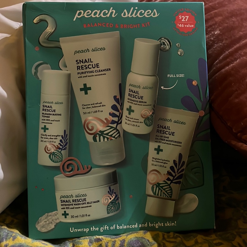 NEVER OPENED peach slices skincare kit